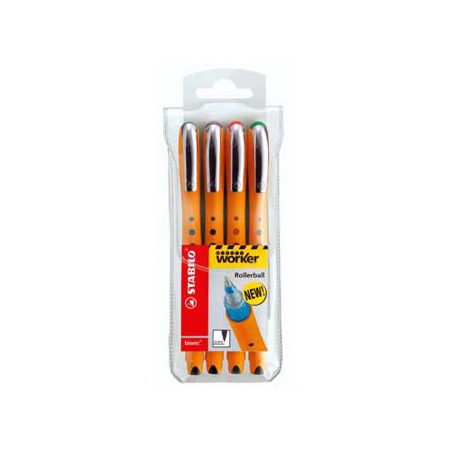 Stabilo STABILO worker+ roller 0,5 mm etui van 4 stuks assorti