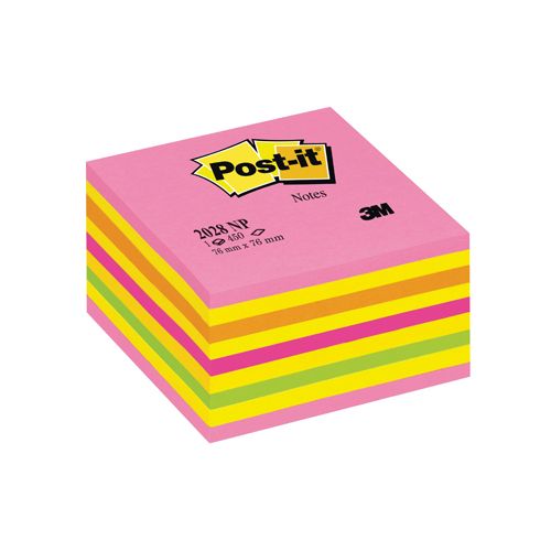 Post-It Notes Post-it Notes kubus, 450 vel, ft 76 x 76 mm, roze-geel tinten