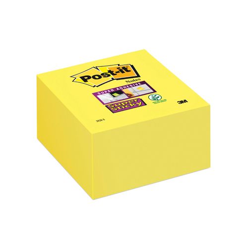 Post-It Super Sticky Post-it Super Sticky notes kubus, 350 vel, ft 76 x 76 mm, neongeel