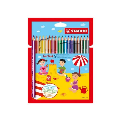 Stabilo STABILO Trio thick kleurpotlood, etui van 18 stuks in geassorteerde kleuren
