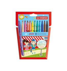 Stabilo STABILO power viltstift, etui van 12 stuks in geassorteerde kleuren