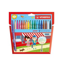 Stabilo STABILO power viltstift, etui van 18 stuks in geassorteerde kleuren