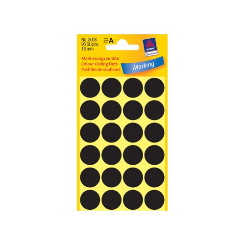 Avery Zweckform Avery Ronde etiketten diameter 18 mm, zwart, 96 stuks