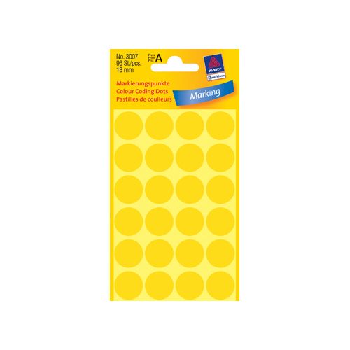 Avery Zweckform Avery Ronde etiketten diameter 18 mm, geel, 96 stuks