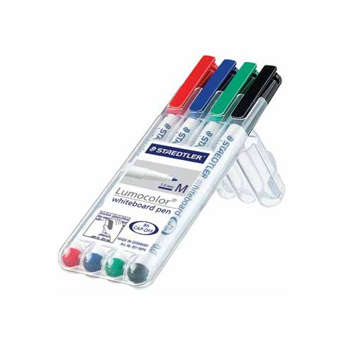 Staedtler Staedtler whiteboard pen Lumocolor Pen, opstelbare box met 4 stuks in geassorteerde kleuren