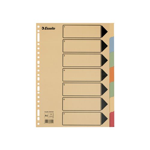 Esselte Esselte tabbladen voor ft A4 karton 7 tabs 23 perforatiegaten