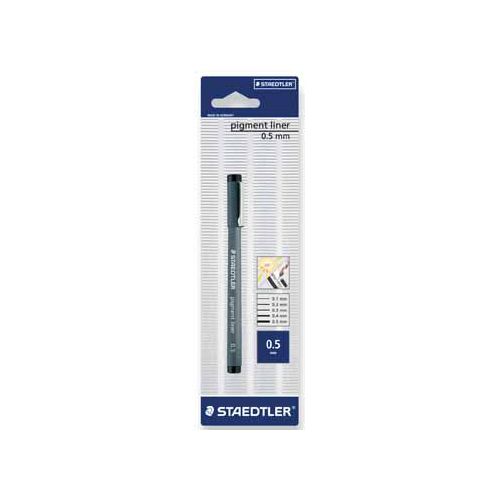 Staedtler Staedtler pigment liner fineliner, ronde punt, schrijfbreedte 0,5 mm, op blister, zwart