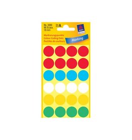 Avery Zweckform Avery Ronde etiketten diameter 18 mm, geassorteerde kleuren, 96 stuks