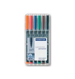 Staedtler Staedtler Lumocolor 313 OHP-marker, permanent, 0,4 mm, etui van 6 stuks, assorti
