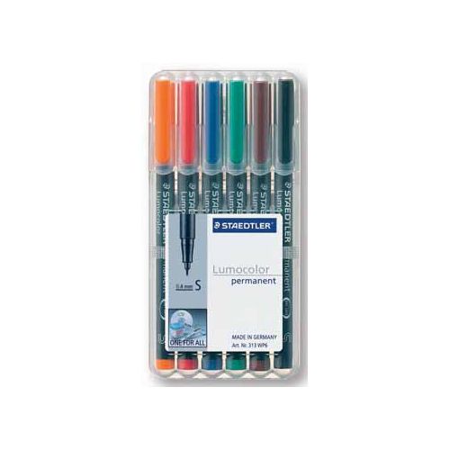 Staedtler Staedtler Lumocolor 313 OHP-marker, permanent, 0,4 mm, etui van 6 stuks, assorti