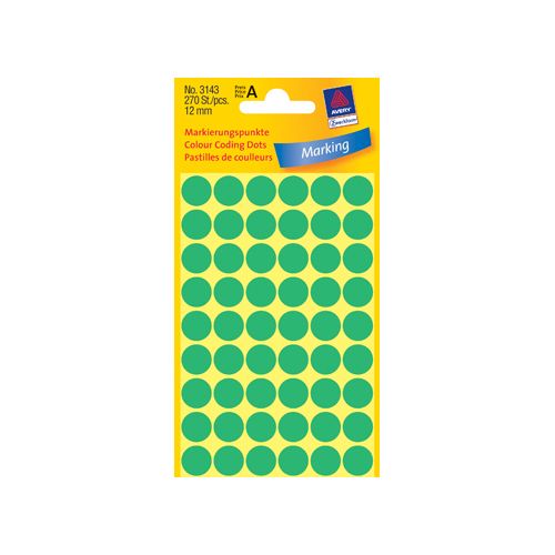 Avery Zweckform Avery Ronde etiketten diameter 12 mm, groen, 270 stuks