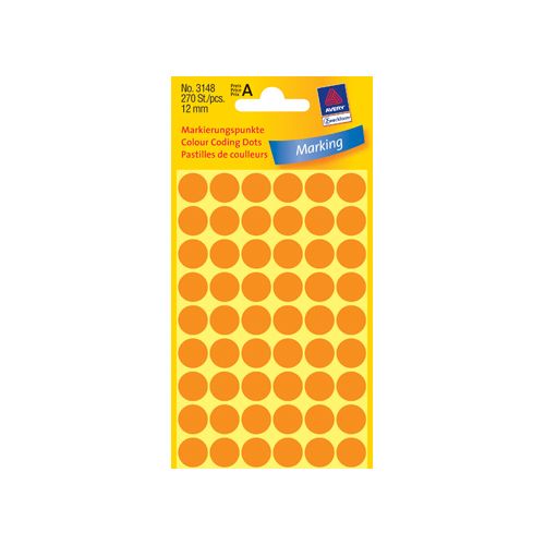 Avery Zweckform Avery Ronde etiketten diameter 12 mm, lichtoranje, 270 stuks