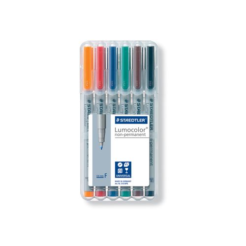 Staedtler Staedtler Lumocoler 317, OHP-marker, permanent, 1,0 mm, etui van 6 stuks in geassorteerde klassieke kleur