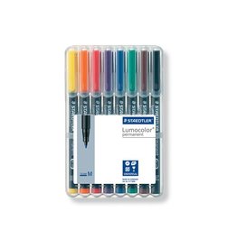 Staedtler Staedtler Lumocoler 317, OHP-marker, permanent, 1,0 mm, etui van 8 stuks in geassorteerde kleuren