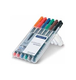 Staedtler Staedtler OHP-marker Lumocolor Permanent  box 6st fijn 0,6mm