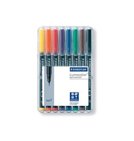 Staedtler Staedtler Lumocoler 318, OHP-marker, permanent, 0,6 mm, etui van 8 stuks in geassorteerde kleuren