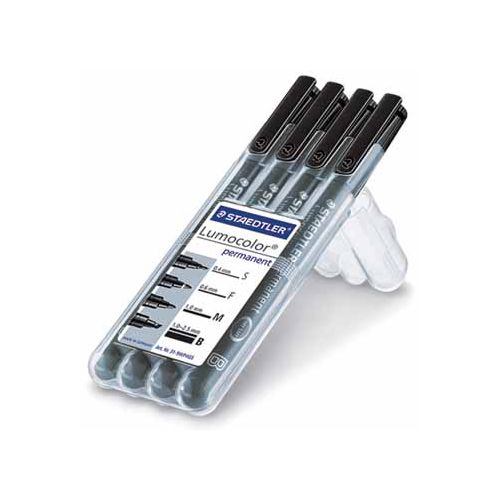 Staedtler Staedtler OHP-marker Lumocolor Perm. set van 4st in kleur zw