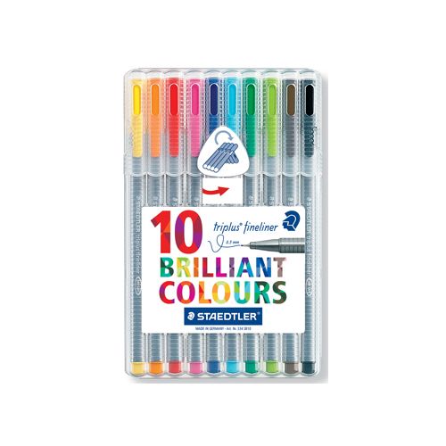 Staedtler Staedtler fineliner Triplus geassorteerde kleuren, opstelbare box met 10 stuks