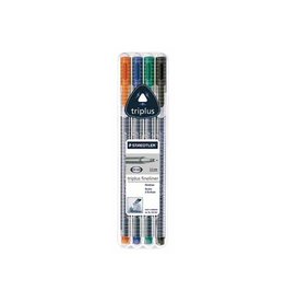 Staedtler Staedtler fineliner Triplus geassorteerde kleuren, opstelbare box met 4 stuks
