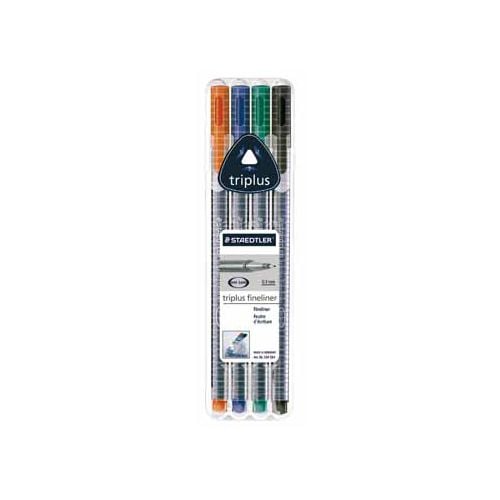 Staedtler Staedtler fineliner Triplus geassorteerde kleuren, opstelbare box met 4 stuks
