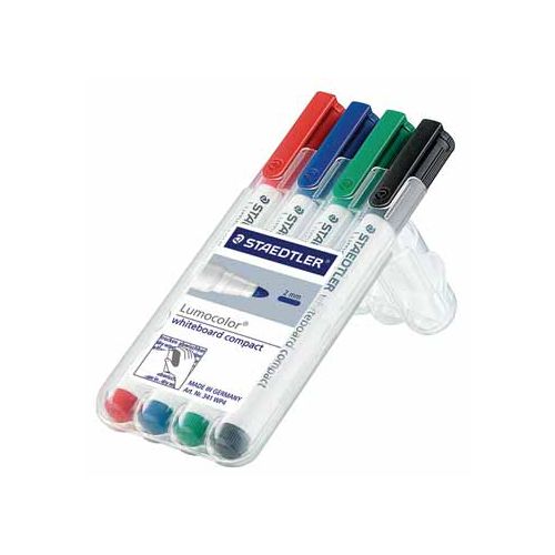 Staedtler Staedtler whiteboardmarker Lumocolor Compact opstelbare box met 4 stuks in geassorteerde kleuren