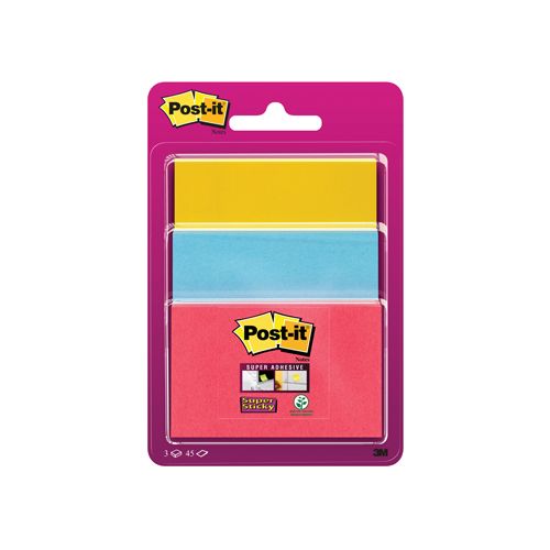 Post-it Post-it Super Sticky notes, 3 formaten, assorti, blok 45 vel