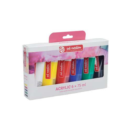 Talens Art Creation Talens Art Creation acrylverf tube van 75 ml, set van 6 tubes in geassorteerde kleuren