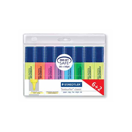 Staedtler Staedtler Markeerstift Textsurfer Classic etui van 8 stuks: geel, oranje, roze, paars, blauw, groen en...