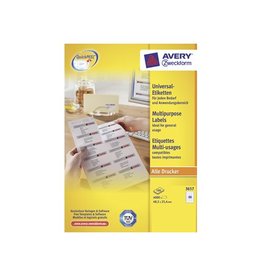 Avery Zweckform Avery Zweckform 3657, Universele etiketten, Ultragrip, wit, 100 vel, 40 per vel, 48,5 x 25,4 mm