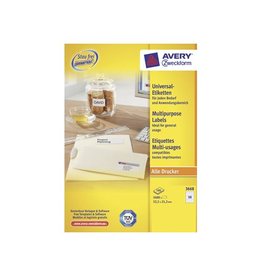 Avery Zweckform Avery Zweckform 3668, Universele etiketten, Ultragrip, wit, 100 vel, 56 per vel, 52,5 x 21,2 mm