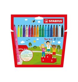 Stabilo STABILO Trio A-Z viltstift, etui van 18 stuks in geassorteerde kleuren