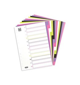 Oxford OXFORD MyColour tabbladen, formaat A4, uit gekleurde PP, 11-gaatsperforatie, 12 tabs