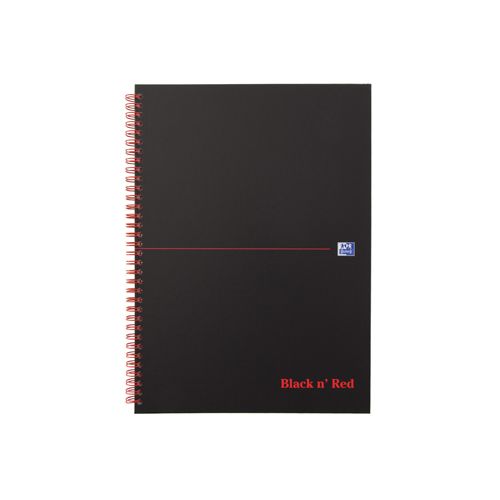 Oxford Oxford BLACK N' RED spiraalblok karton, 140 bladzijden ft A4, geruit 5 mm