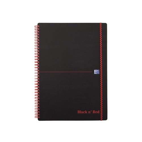 Oxford Oxford BLACK N' RED spiraalblok kunststof, 140 bladzijden ft A4, geruit 5 mm