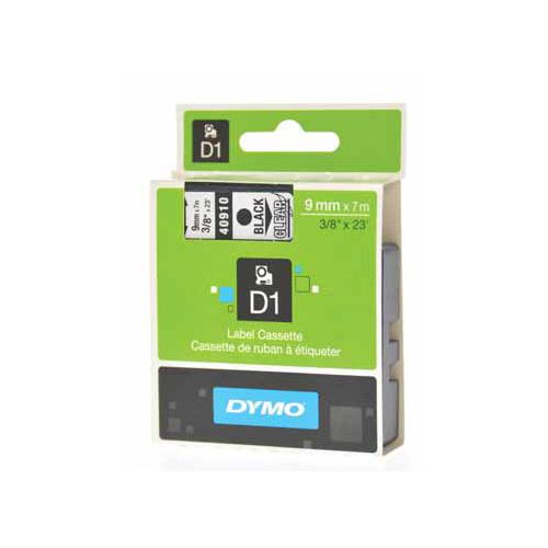 Dymo Dymo D1 tape 9 mm, zwart op transparant