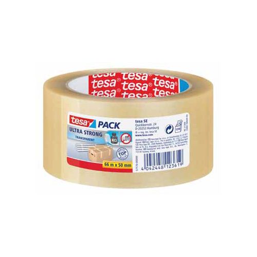 Tesa Tesapack Ultra Strong, ft 50 mm x 66 m, PVC, transparant