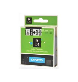 Dymo Dymo D1 tape 12 mm, zwart op transparant