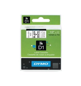 Dymo Dymo D1 tape 12 mm, zwart op wit
