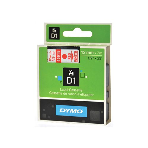 Dymo Dymo D1 tape 12 mm, rood op wit