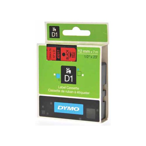 Dymo Dymo D1 tape 12 mm, zwart op rood