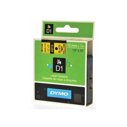 Dymo Dymo D1 tape 12 mm, zwart op geel