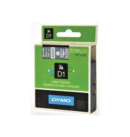 Dymo Dymo D1 tape 12 mm, wit op transparant