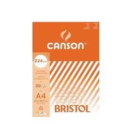 Canson Canson tekenpapier Bristol, 224 g, ft 21 x 29,7 cm, A4, blok van 20 vel