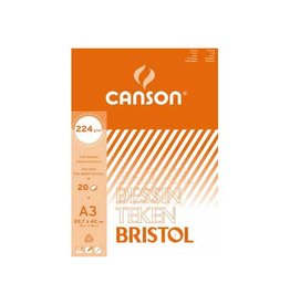 Canson Canson tekenpapier Bristol, 224 g, ft 29,7 x 42 cm, A3, blok van 20 vel