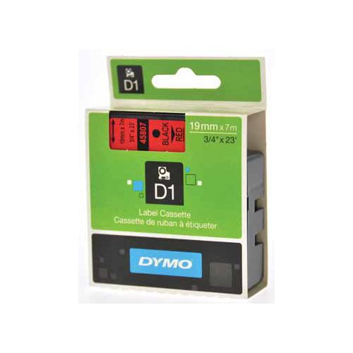 Dymo Dymo D1 tape 19 mm, zwart op rood