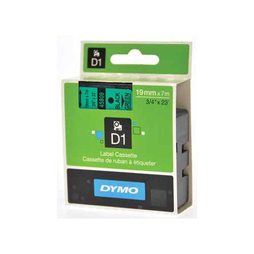 Dymo Dymo D1 tape 19 mm, zwart op groen