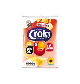 Croky Croky chips naturel, zakje van 100 gram — levering per 12