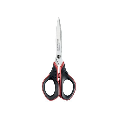 Maped Office Maped schaar Advanced Softgel, ft 17 cm, rechts, scherpe punt, RVS, zwart/rood, blister van 1 stuk