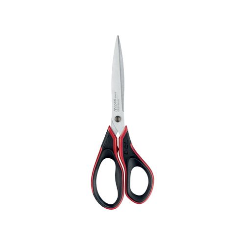 Maped Office Maped schaar Advanced Softgel, ft 21 cm, rechts, scherpe punt, RVS, zwart/rood, blister van 1 stuk