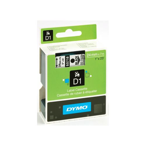 Dymo Dymo D1 tapes ft 24 mm x 7 m, transparant/zwart